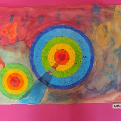 Kandinsky mit Zirkel, Lineal und vielen Materialien